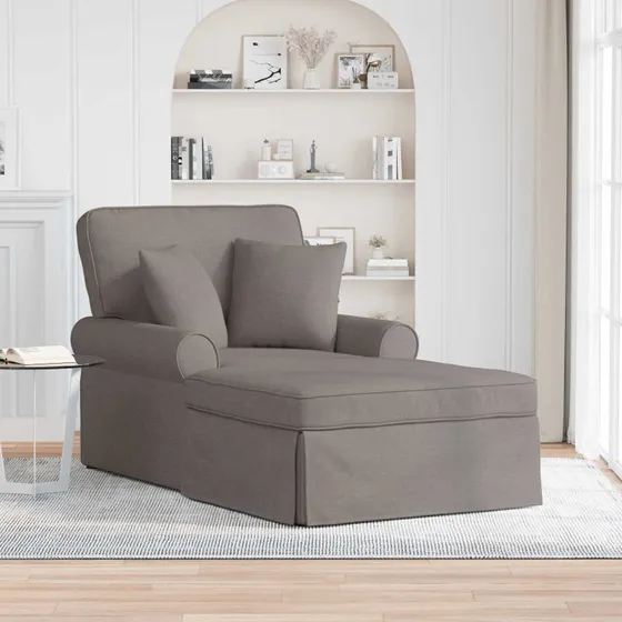 vidaXL Chaise lounge med volant og pude, gråbrun stof (91x157x91 cm)