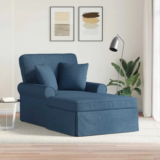 vidaXL Chaise lounge med volant og pude, blå stof 91x157 cm