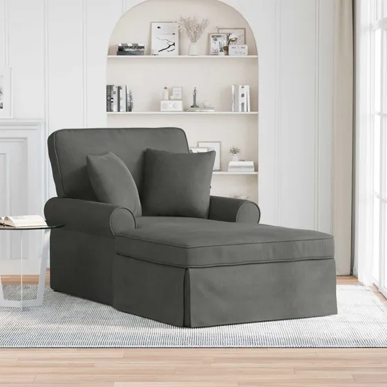 vidaXL Chaise lounge med volant og pude, mørkegrå velour