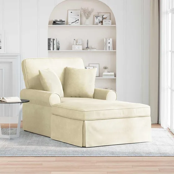 vidaXL Chaise lounge med volant og pude 91x157 cm Creme