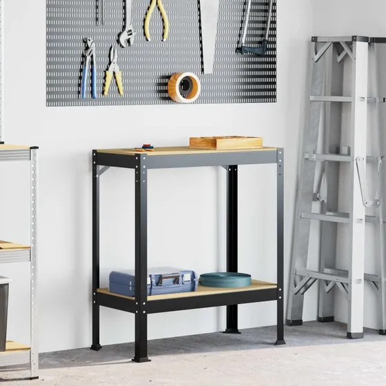 vidaXL Arbejdsbnk med hylde, sort 81 x 41 x 91 cm