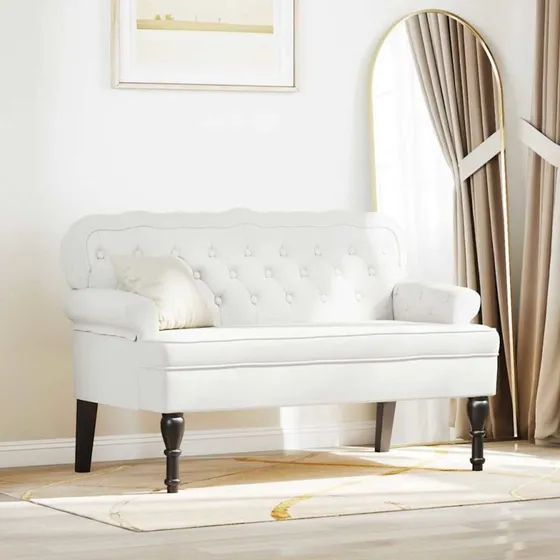 vidaXL Chesterfield-bænk Hvid 119,5 x 64,5 x 75 cm Faux læder