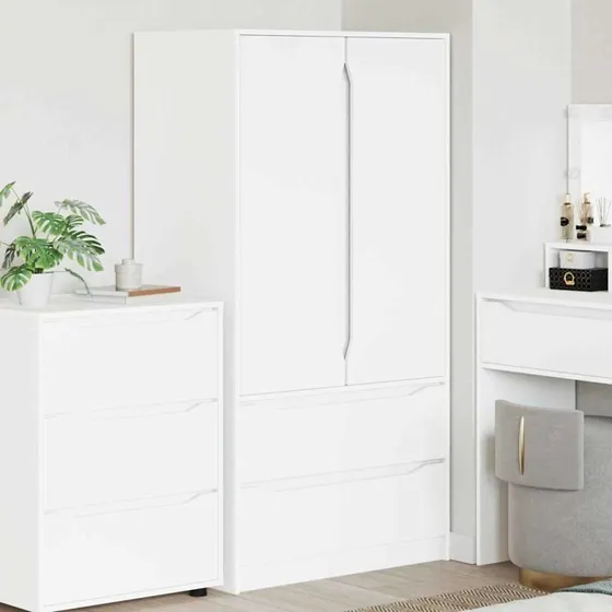 vidaXL Badeværelsesskab hvid 79,5x49x156 cm i konstrueret træ