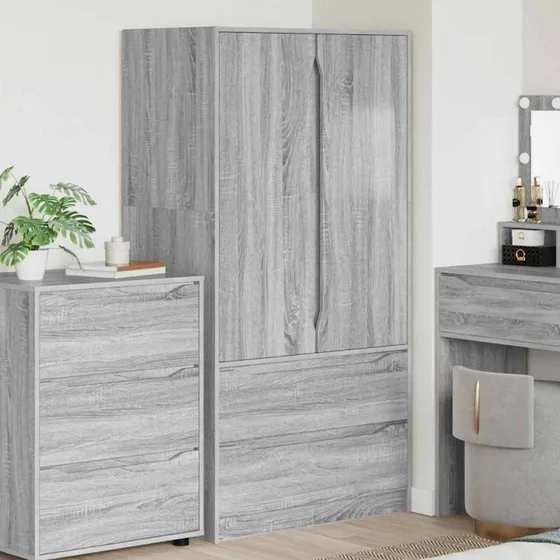 vidaXL Badeværelsesskab Grå Sonoma 79,5×49×156 cm, konstrueret træ