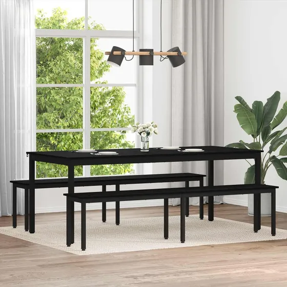 Konstrueret Træ Bænk Sort eg 200 x 35 x 45 cm