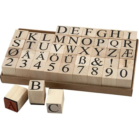 Stempelsæt Tal & Bogstaver 45 stk 20x20 mm