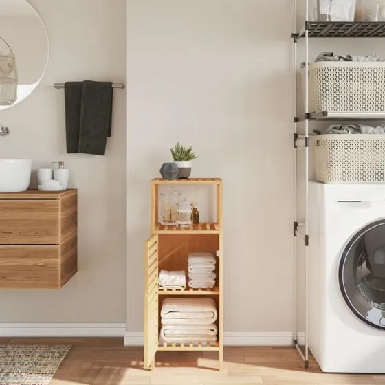 vidaXL badevrelsesskab i bambus 36x33x87 cm