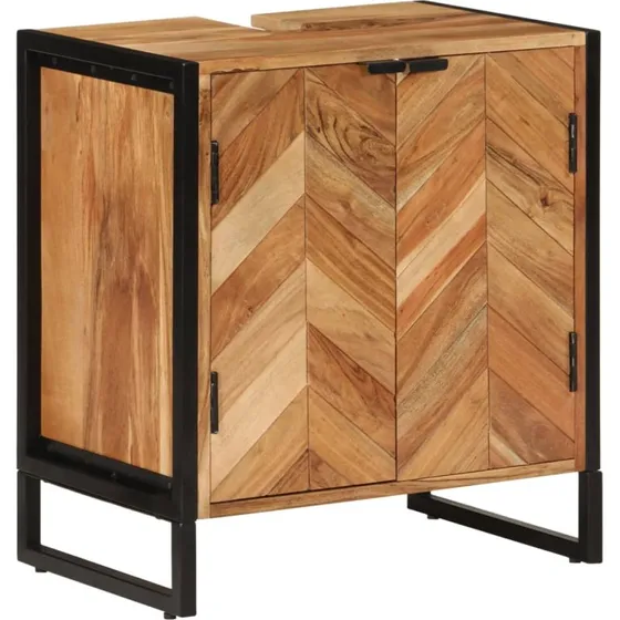 vidaXL badeværelsesskab 55x35x60 cm i massivt akacietræ & jern