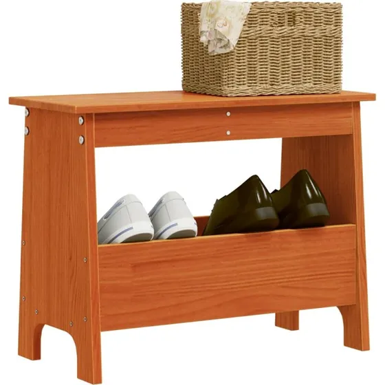 vidaXL entrbnk 60x28x45 cm massivt fyrretr gyldenbrun