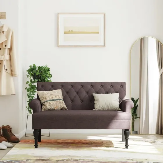vidaXL bænk med ryglæn 120x62x75,5 cm stof mørkebrun