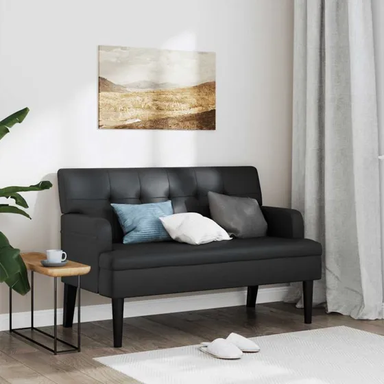 vidaXL bnk med rygln kunstlder sort 112x65,5x75 cm
