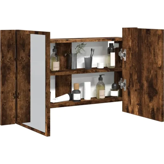 vidaXL badevrelsesskab m. spejl & LED 80x12x45 cm rget eg