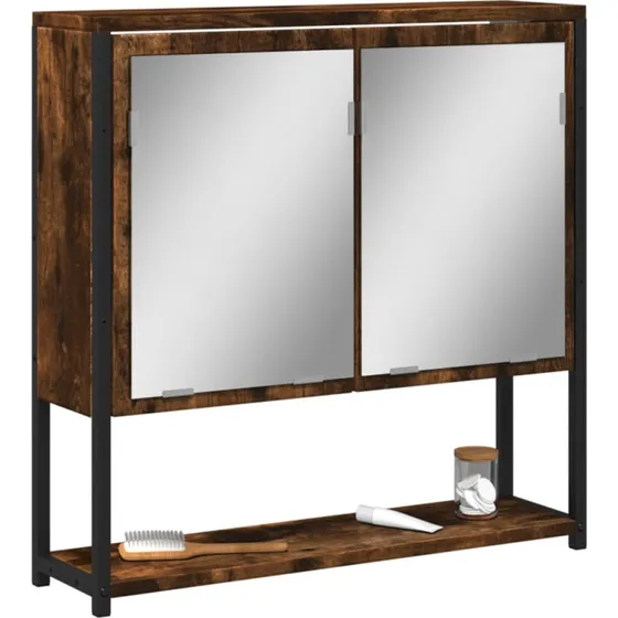 vidaXL badevrelsesskab med spejl 60x16x60 cm, rget eg