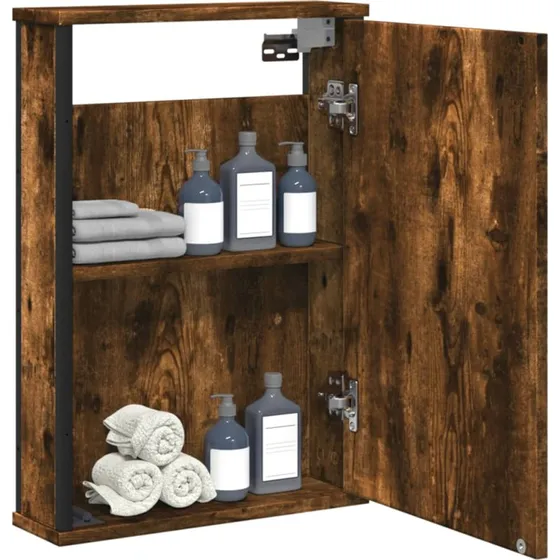 vidaXL badevrelsesskab med spejl 42x12x60 cm rget eg