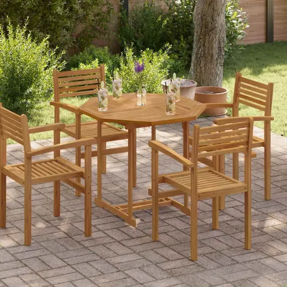 vidaXL bordplade ottekantet teak 90x90x2,5 cm