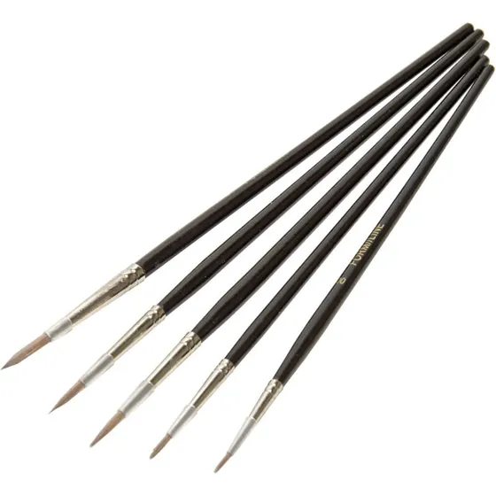 Akvarelpenselsæt i imiteret mårhår, 5 stk – runde (FSC)