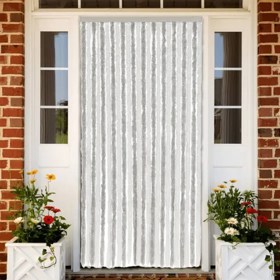 vidaXL flueforhæng 100x200 cm chenille lysegrå/hvid