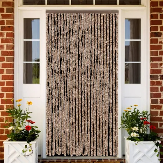 vidaXL flueforhæng 100x230 cm chenille beige/mørkebrun