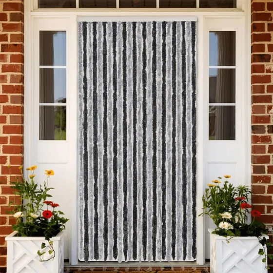 vidaXL flueforhæng 100x220 cm chenille – grå/sort