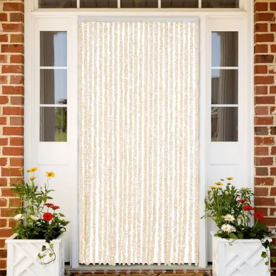 vidaXL flueforhæng 100x220 cm chenille beige/hvid