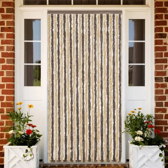 vidaXL flueforhæng 100x230 cm chenille mørkebrun/beige