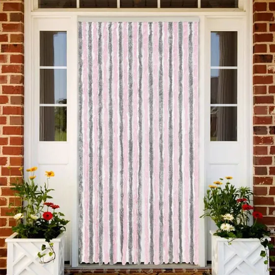 vidaXL flueforhæng 100x230 cm chenille sølvgrå/lyserød