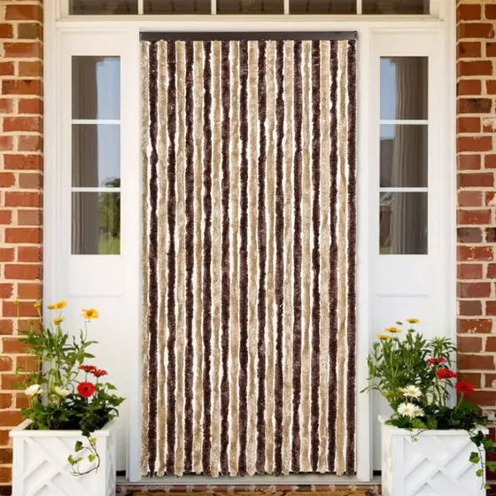 vidaXL flueforhæng 100x200 cm chenille beige/lysebrun