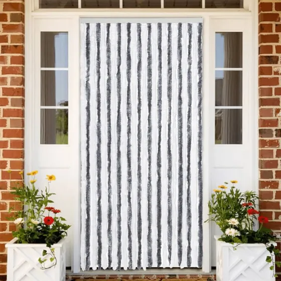 vidaXL flueforhæng chenille 100x200 cm - grå/hvid