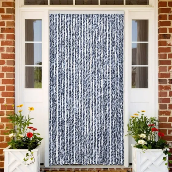 vidaXL flueforhæng 100x200 cm chenille blå/hvid
