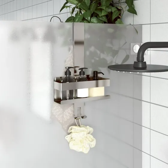 vidaXL brusehylde med ophæng i børstet 304 rustfrit stål, mat sølv