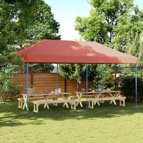 vidaXL foldbart pop-up festtelt 580x292x315 cm terracotta