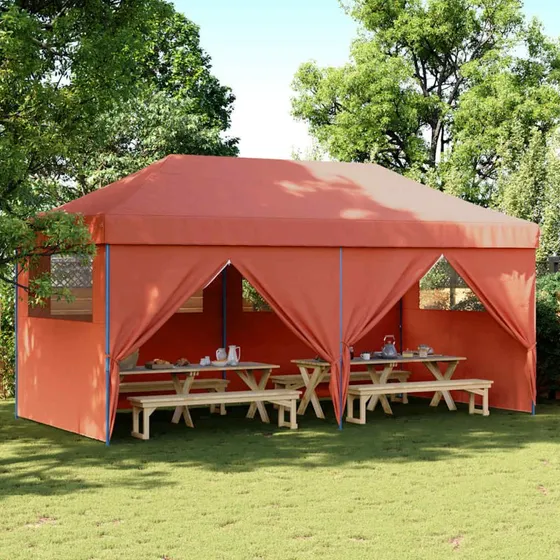 vidaXL foldbart pop-up festtelt med 4 sidevægge terracotta