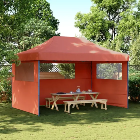 vidaXL foldbart pop-up festtelt med 3 sidevgge, terracotta