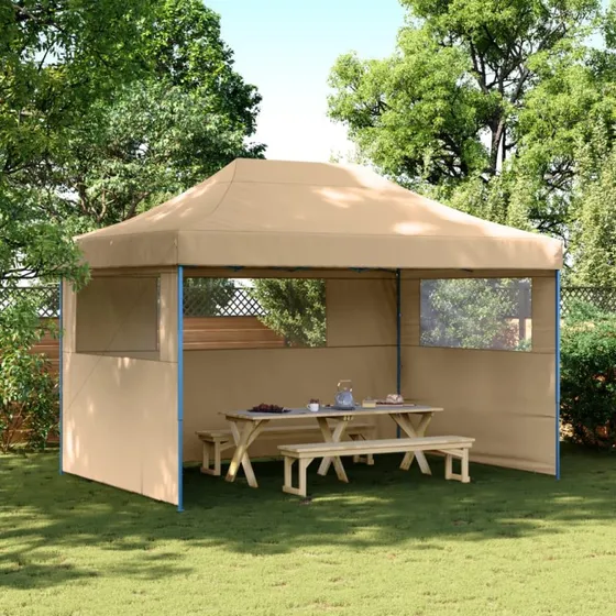 vidaXL foldbart pop-up festtelt med 3 sidevgge, beige
