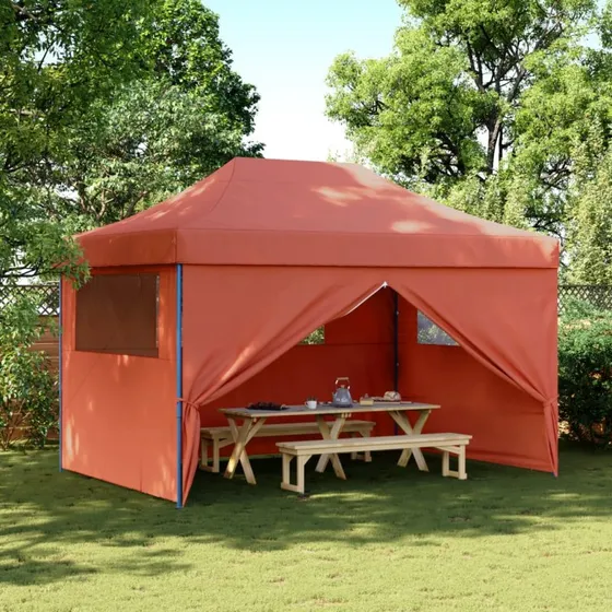 vidaXL foldbart pop-up festtelt med 4 sidevgge, terracotta