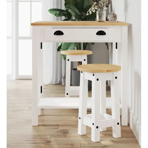 vidaXL barstole 2 stk. massivt fyrretræ, hvid