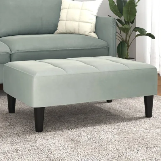 vidaXL fodskammel i lysegrå velour 77x55x31 cm