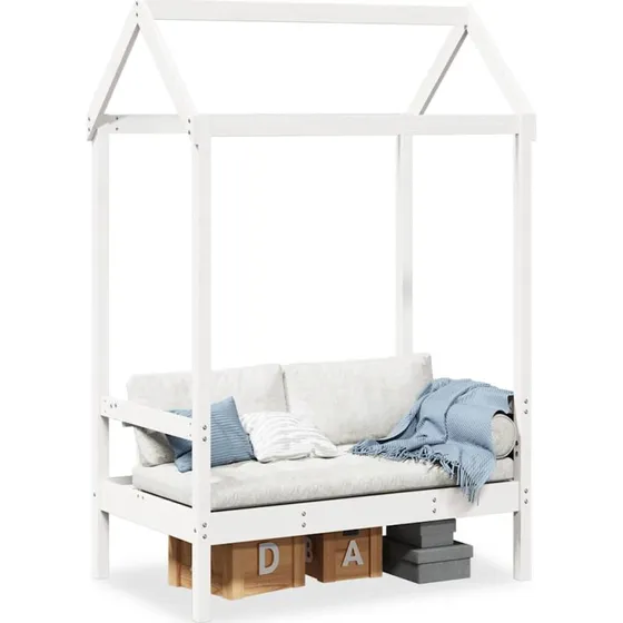 vidaXL bnk med tag 117,5x70x176,5 cm massivt fyrretr hvid