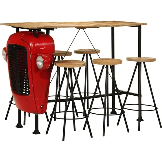 vidaXL Barst 7 dele  Massivt mangotr med stlstel