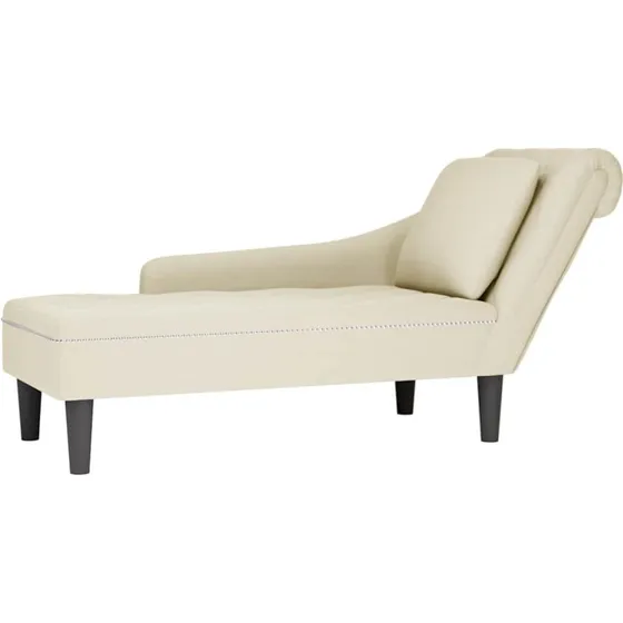 vidaXL chaiselong fløjl med pude, højre armlæn – creme