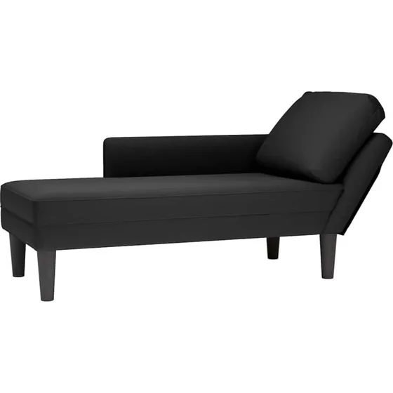 vidaXL Chaiselong i fljl med pude og hjre armln, sort