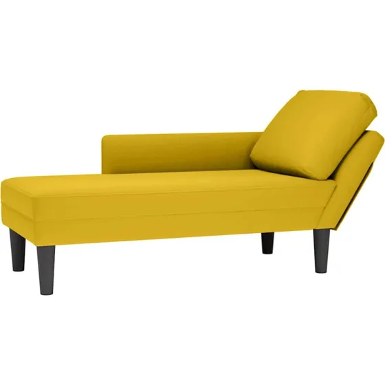 vidaXL chaiselong fløjl gul med pude og højre armlæn