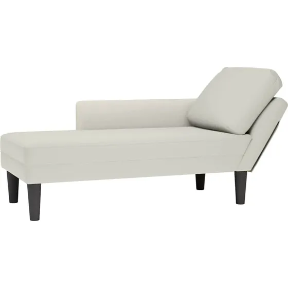 vidaXL chaiselong i fløjl med pude og højre armlæn, creme