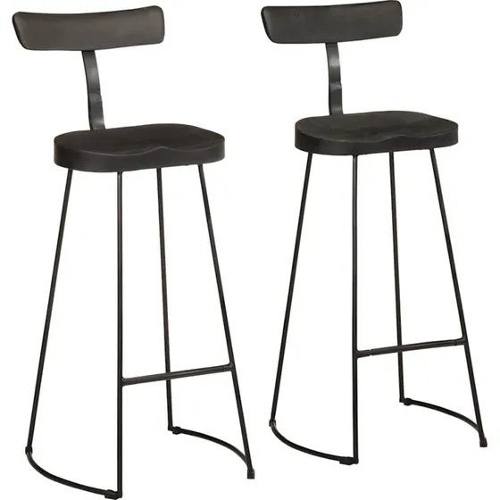 vidaXL 2 stk. barstole 49x43x103 cm i massivt mangotræ, sort