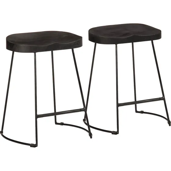vidaXL barstole 2 stk. 46x38x52 cm massivt mangotr sort