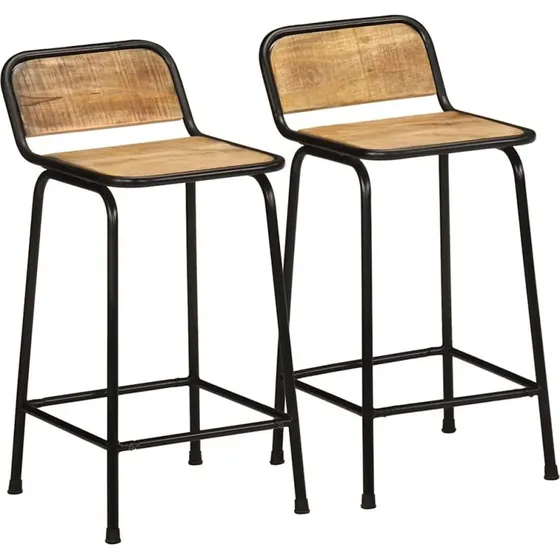 vidaXL Barstole 2 stk. 46x35,5x80 cm massivt ru mangotræ