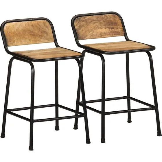 vidaXL barstole 2 stk. 46x35,5x70 cm massivt mangotræ