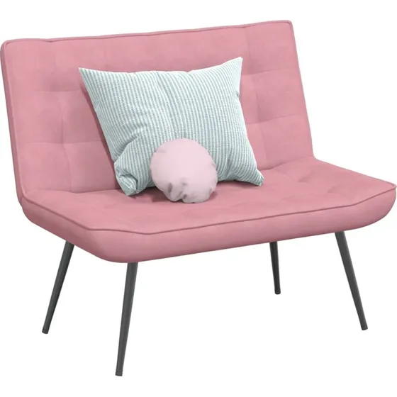 vidaXL bænk 110x74x84 cm velour lyserød