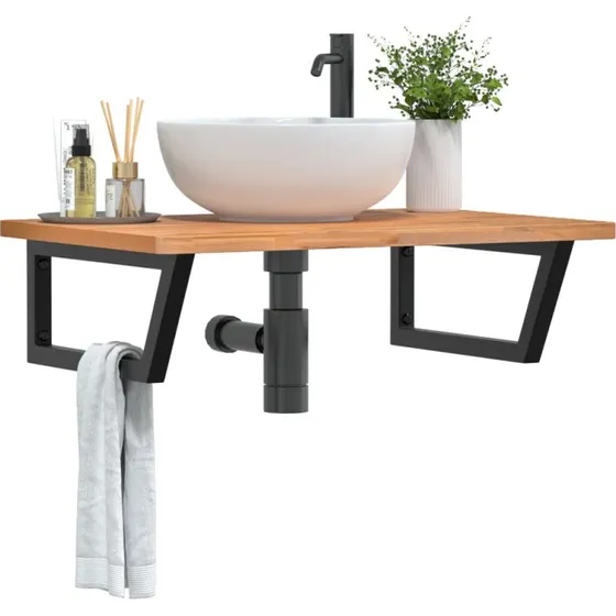 vidaXL vghngt badevrelseshylde i stl og massivt bgetr