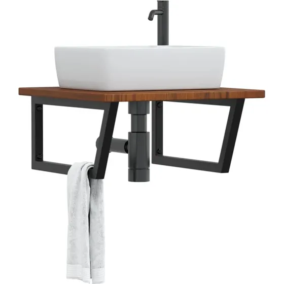 vidaXL vghngt badevrelseshylde i stl og massivt egetr